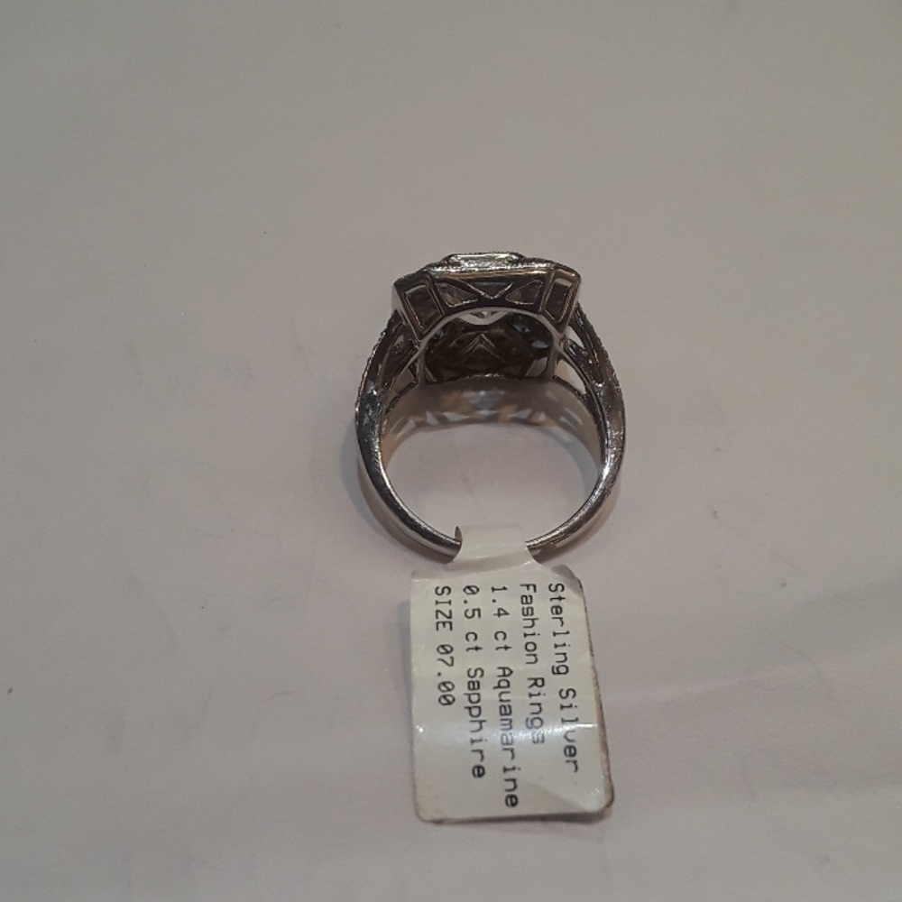 NWT Aguamarine, Sapphire, diamonds in S.S - Picture 4 of 5